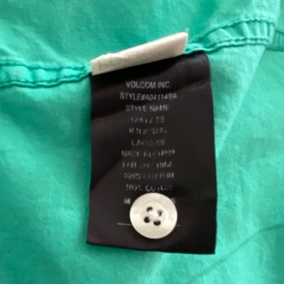 VOLCOM Bird Green Collared Short Sleeve Shirt Men M Medium - Picture 6 of 7